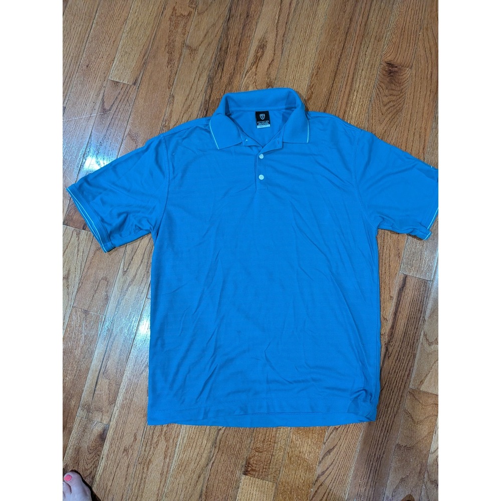 Nike Golf Fit Dry Blue Textured Polo Shirt Mens Large Short Sleeve Swoosh Logo